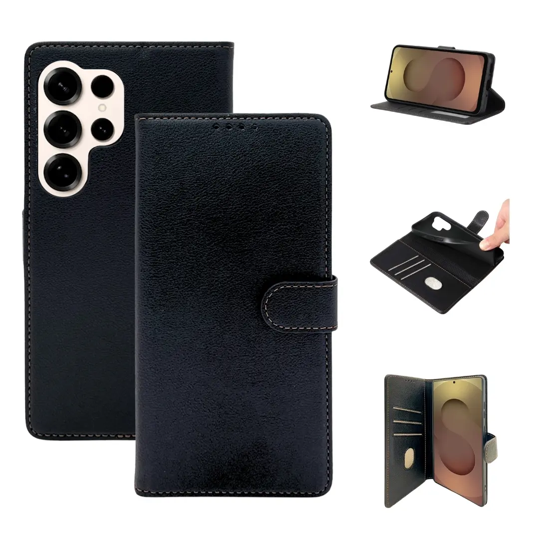 Samsung Galaxy S25 Ultra PU Leather Wallet Case Black